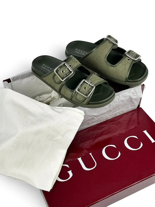Slide Gucci Strap gg Verde