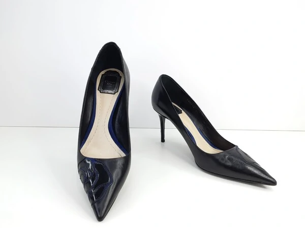 Sapato Christian Dior em Couro e Verniz Preto