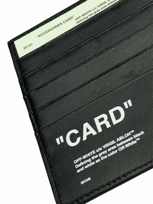 Porta Cartão Off White Couro Preto