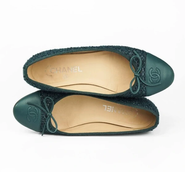 Sapatilha Chanel Tweed Verde Azul