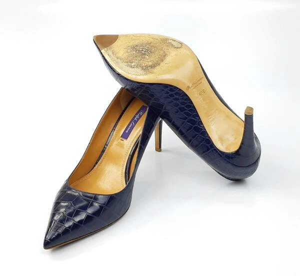 Sapato Ralph Lauren Croco Azul Marinho