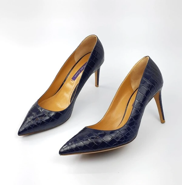 Sapato Ralph Lauren Croco Azul Marinho