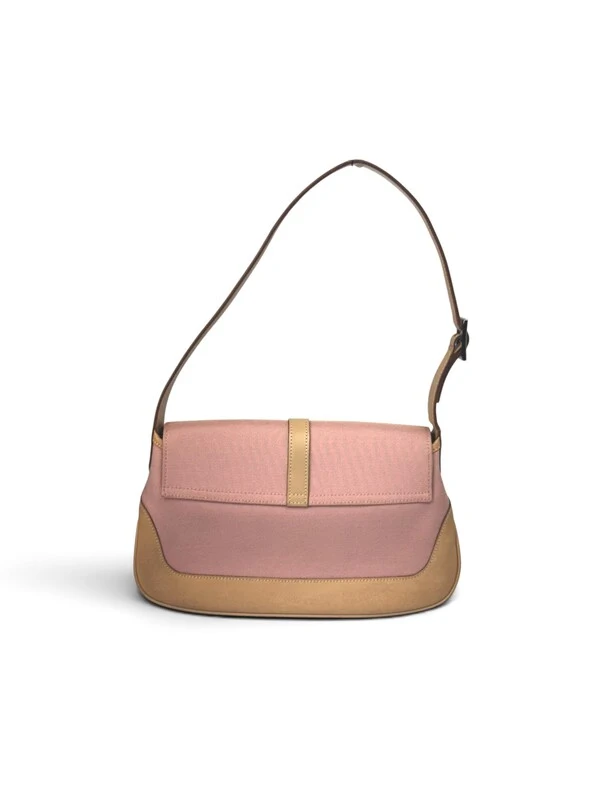 Bolsa Gucci Jackie Vintage em Canvas Nude e Rosa