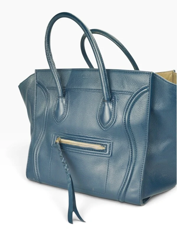 Celine Phantom Luggage Média Azul-Petróleo