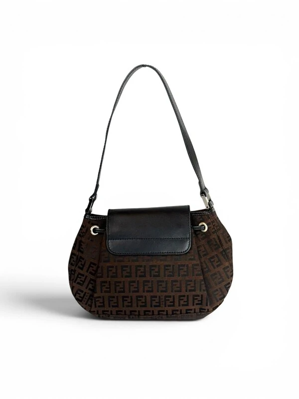 Bolsa Fendi Zucchino Canvas Drawstring Baguette