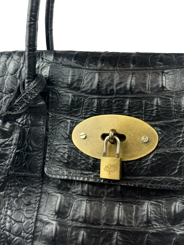Bolsa Mulberry Bayswater em Couro Croco Preto