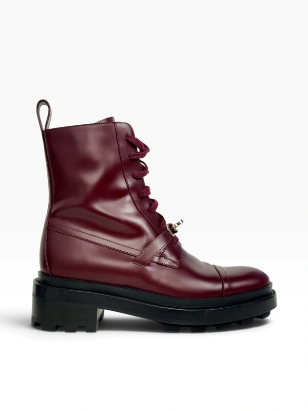 Bota Hermès Glossed Funk Ankle Boots Burgundy