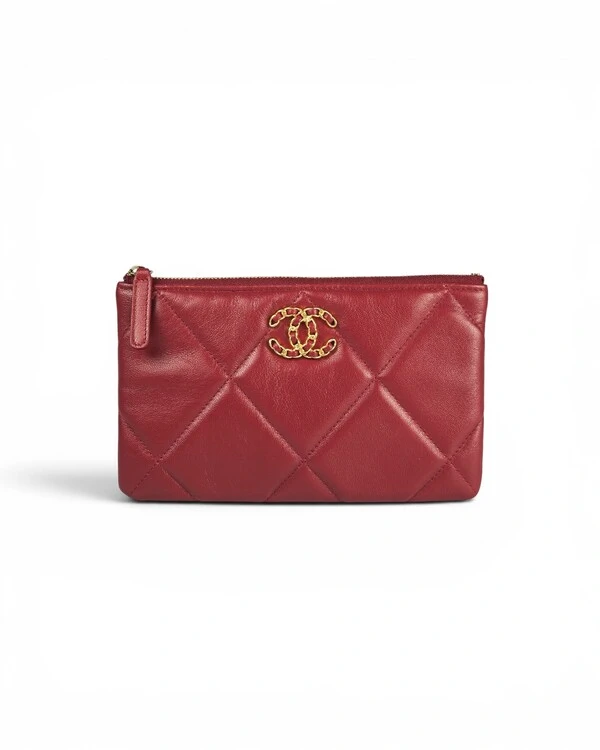 Clutch Chanel 19 Pochette CC Vermelha