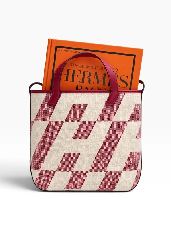 Bolsa Hermès Cabas Tote em Canvas Rosa e Off-White