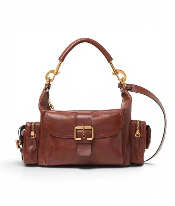 Bolsa Chloé Double Carry Camera Média Terracota