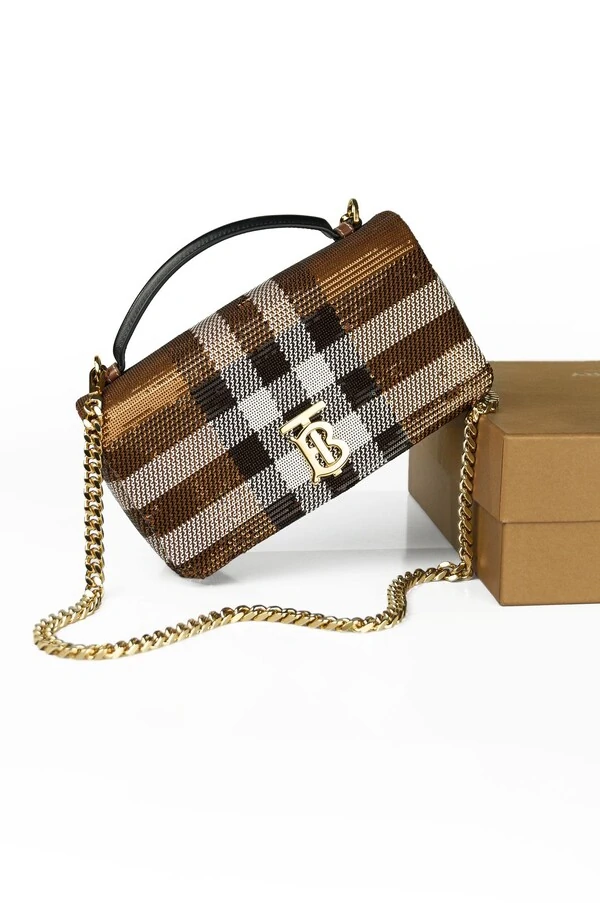 Bolsa Burberry Lola Small Lantejoulas Marrom