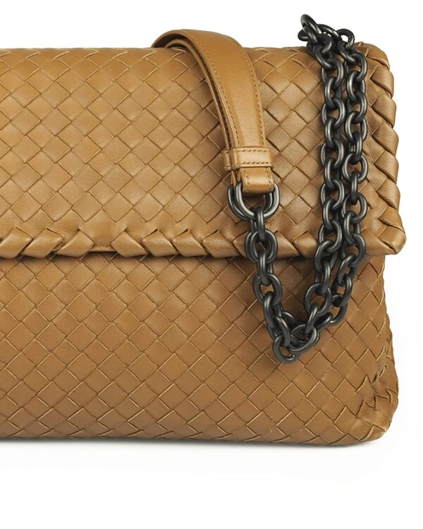 Bolsa Bottega Veneta Olimpia Intrecciato Caramelo