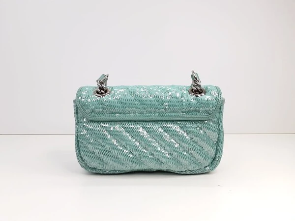 Bolsa Gucci Marmont Paetê Azul Turquesa