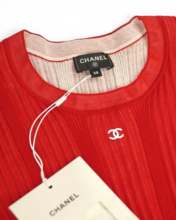 Chanel Top Coco Beach Canelado Vermelho