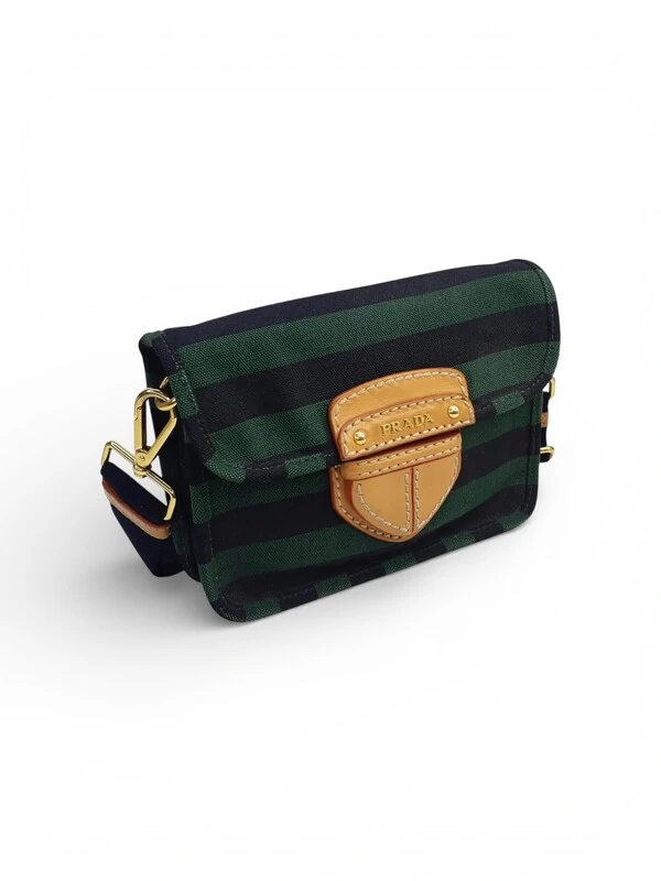 Clutch Prada Stripes Clutch Verde Preta