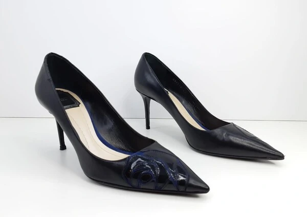 Sapato Christian Dior em Couro e Verniz Preto