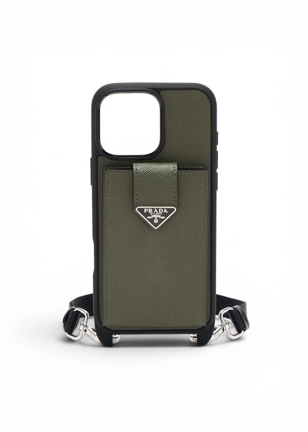 Prada Saffiano Phone Case with Strap – iPhone 16 Pro Max.