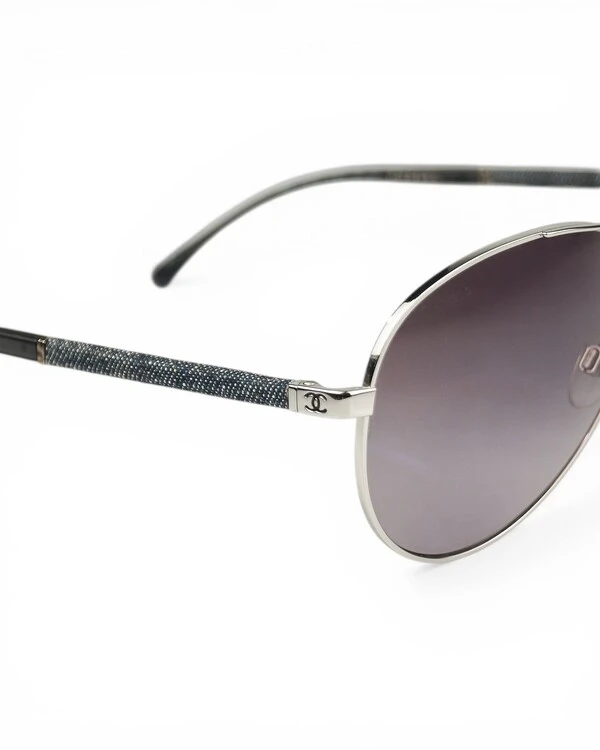 Óculos Chanel 4185CC Aviador Preto e Prata