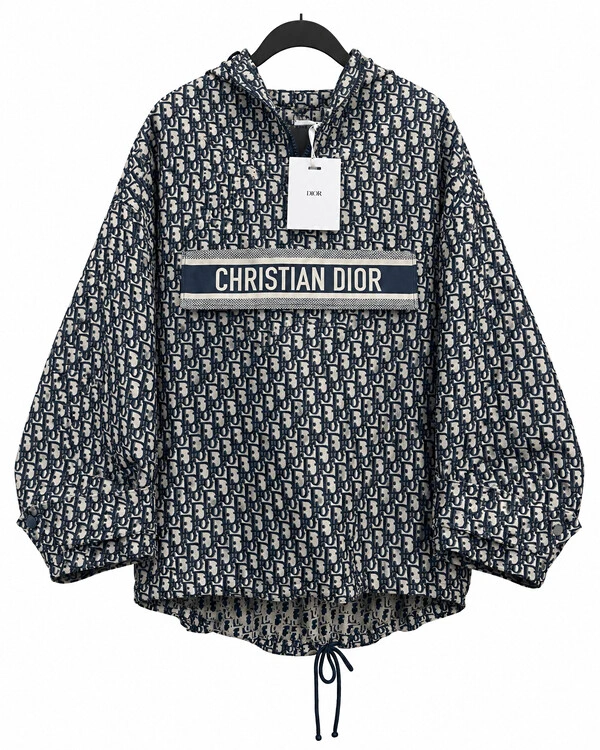 Anorak Dior Hooded em Jacquard Dior Oblique Azul-Marinho