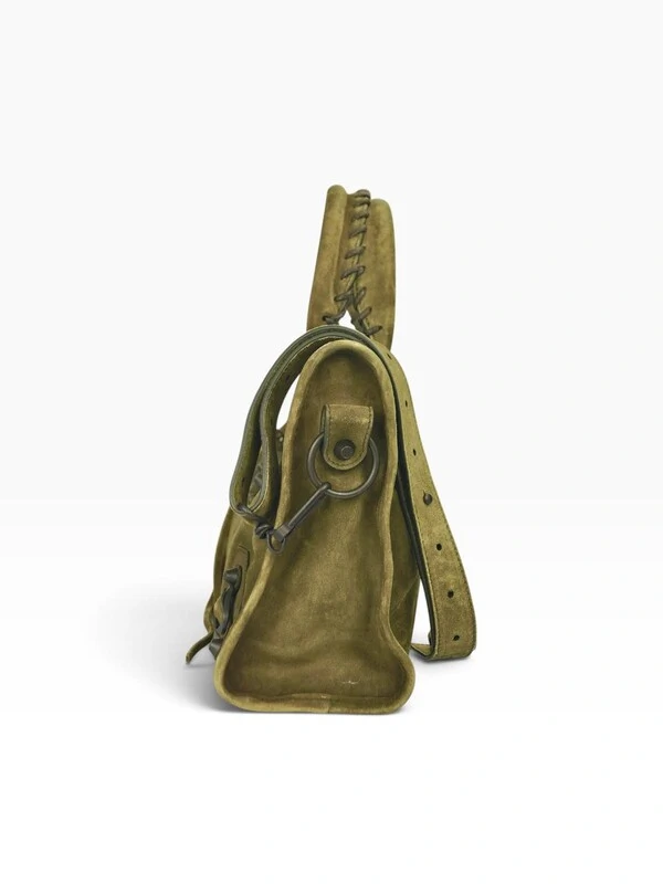 Bolsa Balenciaga Le City Small Suede Moss Green