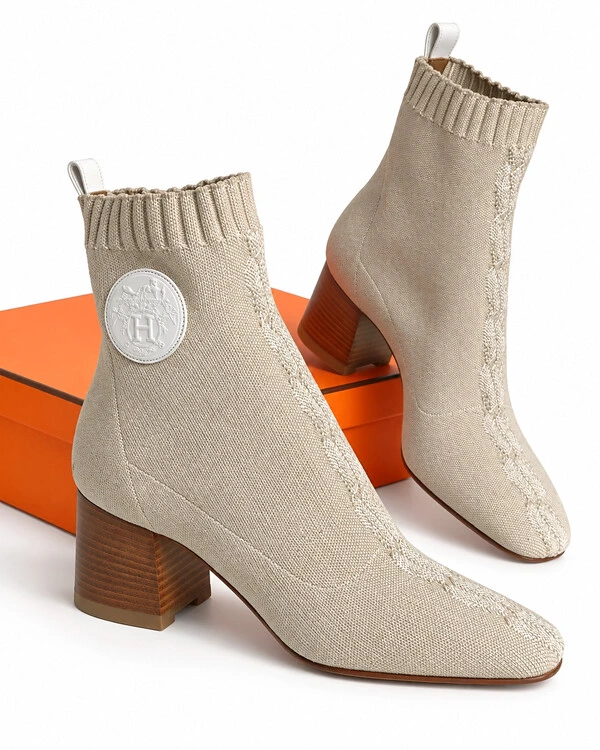 Bota Hermès Volver 60 Sock Boots Bege
