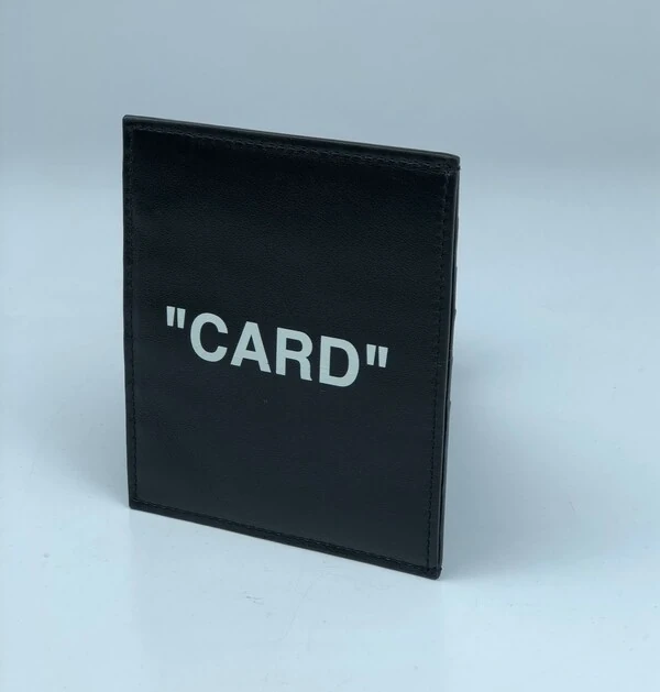 Porta Cartão Off White Couro Preto