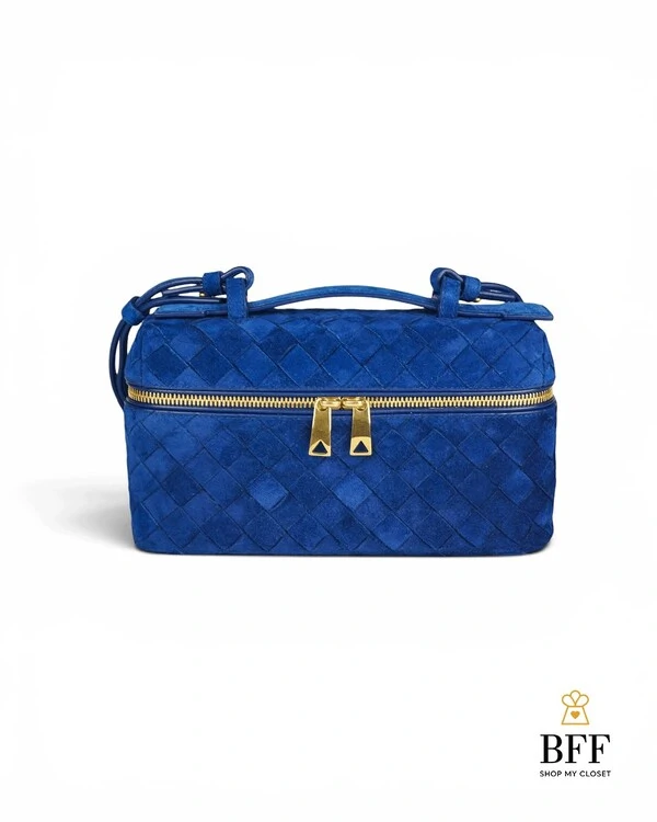 Bolsa Bottega Veneta Bang Bang Intrecciato Suede Azul Royal