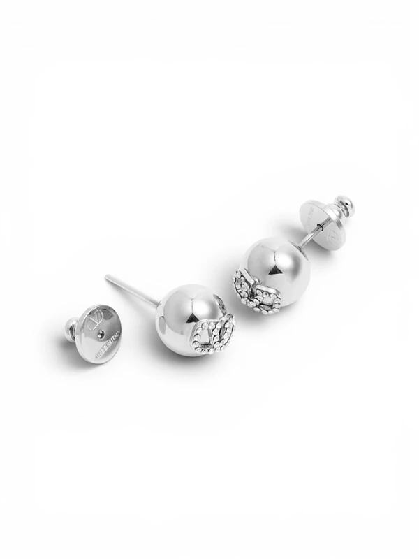 Brinco Valentino VLogo Round Stud Prata