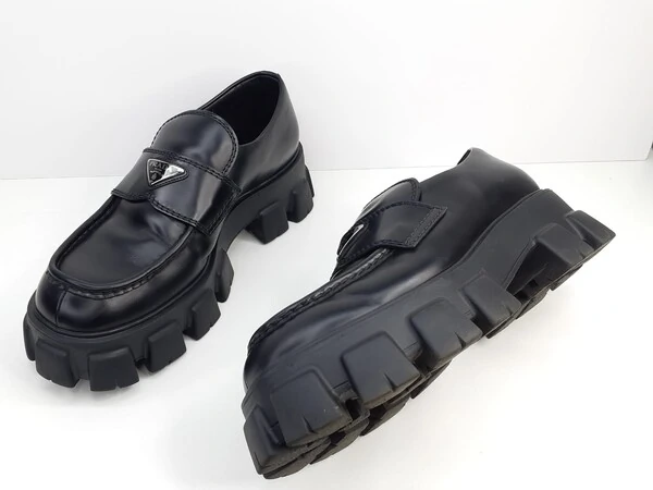 Sapato Prada Mocassim Monolith Sola Tratorada Preto