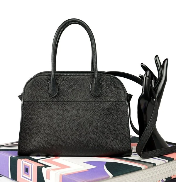 Bolsa The Row Margaux 10 Couro Granulado Preta