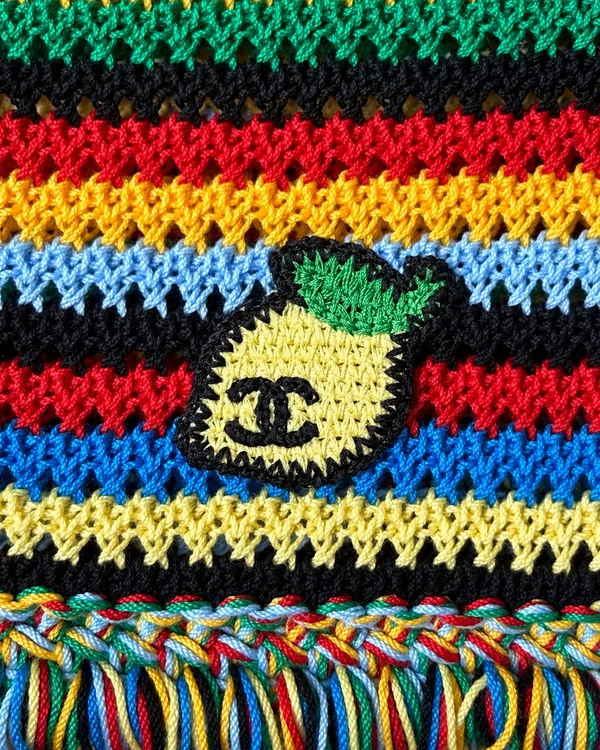 Saia Chanel Coco Beach Tricot Listrado Multicolorido