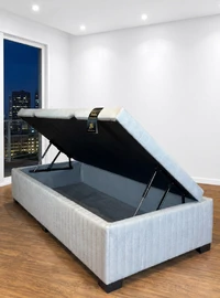 Baú Premium 096x203 Solteirão - Veludo Bordado Prata
