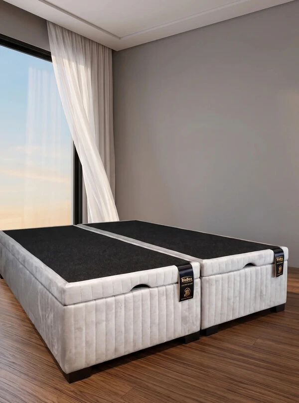 Baú Premium 158X198 Queen - Veludo Bordado Prata