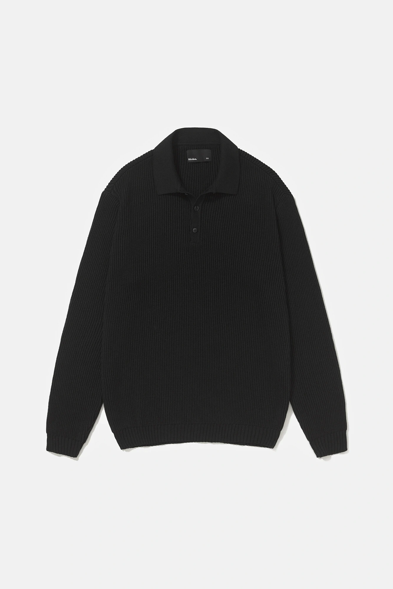 Polo Tricot Manga Longa Waffle Black - Birden Co.