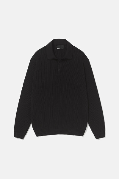 Foto Polo Tricot Manga Longa Waffle Black