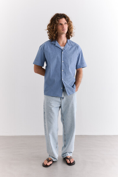 FotoCamisa Boxy Seersucker Lagoon