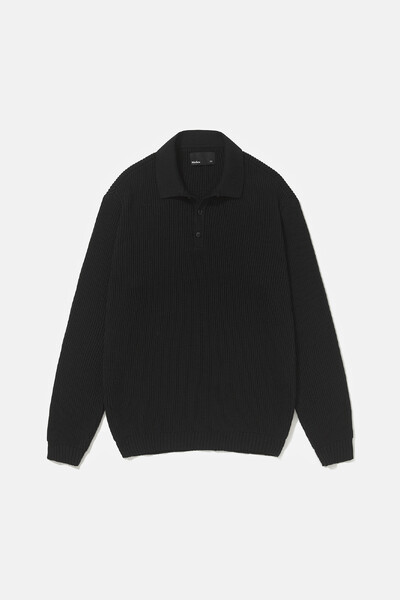Foto Polo Tricot Manga Longa Waffle Black