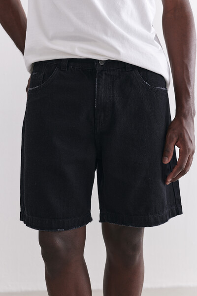 FotoWalkshort Jeans Wide Stonewashed Black