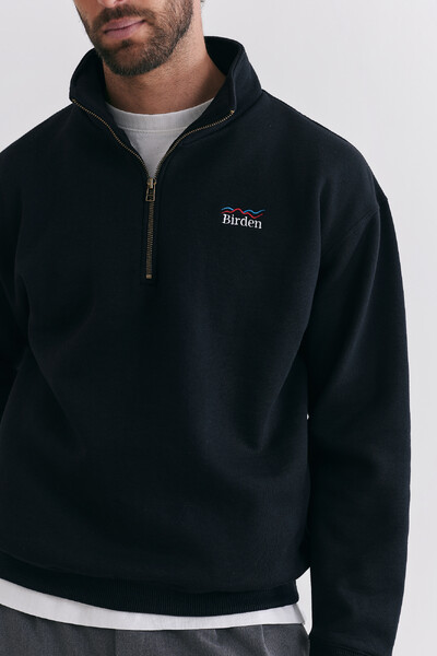 FotoMoletom Quarter Zip Peaks Black