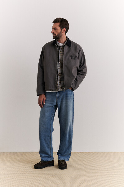 FotoJaqueta Boxy Twill Grey Suede