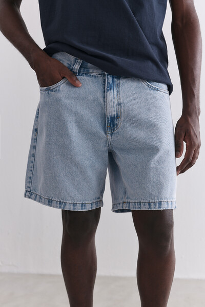 FotoWalkshort Jeans Wide Stonewashed Cloudy