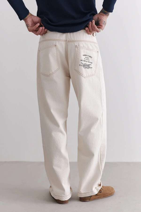 Calça Wide Twill Natural x Muli