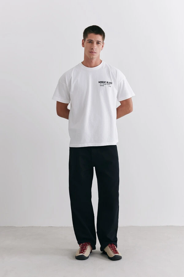 Camiseta Boxy Monday Blues Off-White