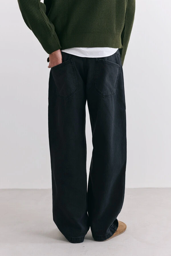 Calça Jeans Wide Stonewashed Black