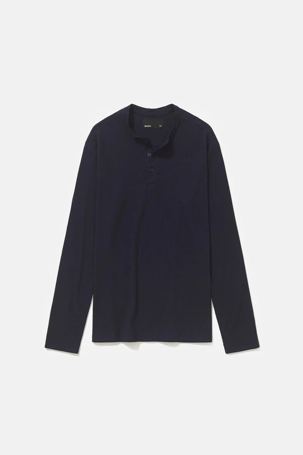 Camiseta Henley Manga Longa Navy x Muli