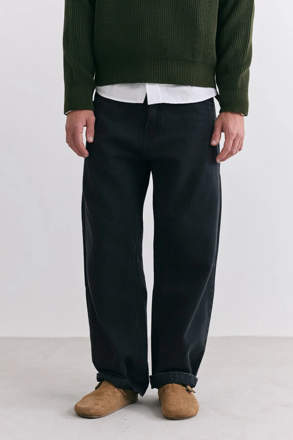 Calça Jeans Wide Stonewashed Black