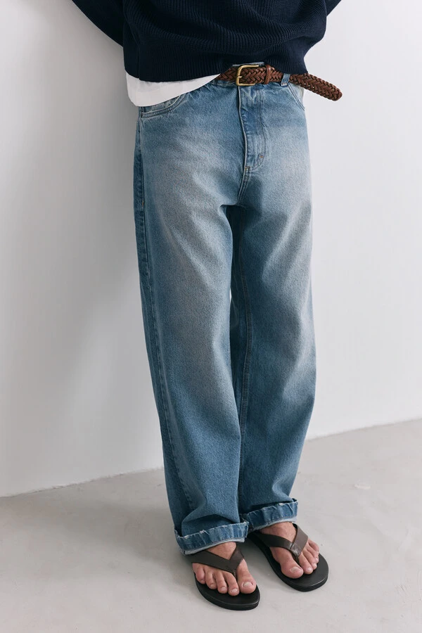 Calça Jeans Wide Fades Blue