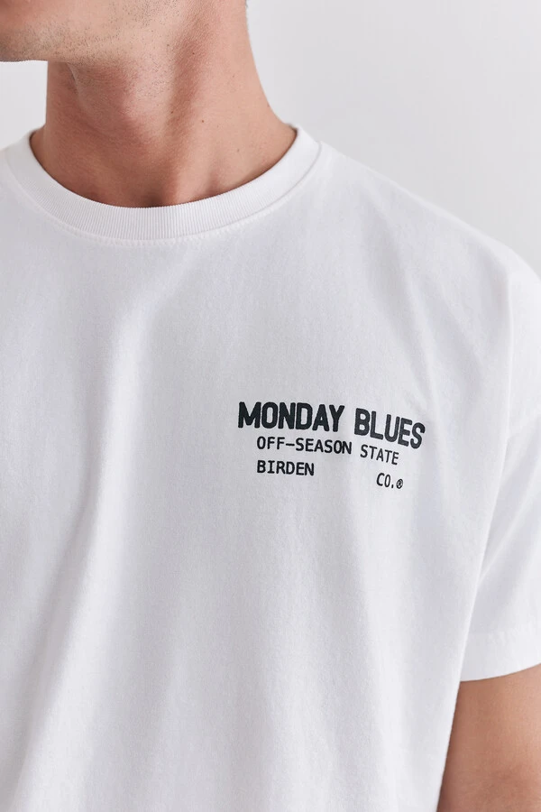 Camiseta Boxy Monday Blues Off-White