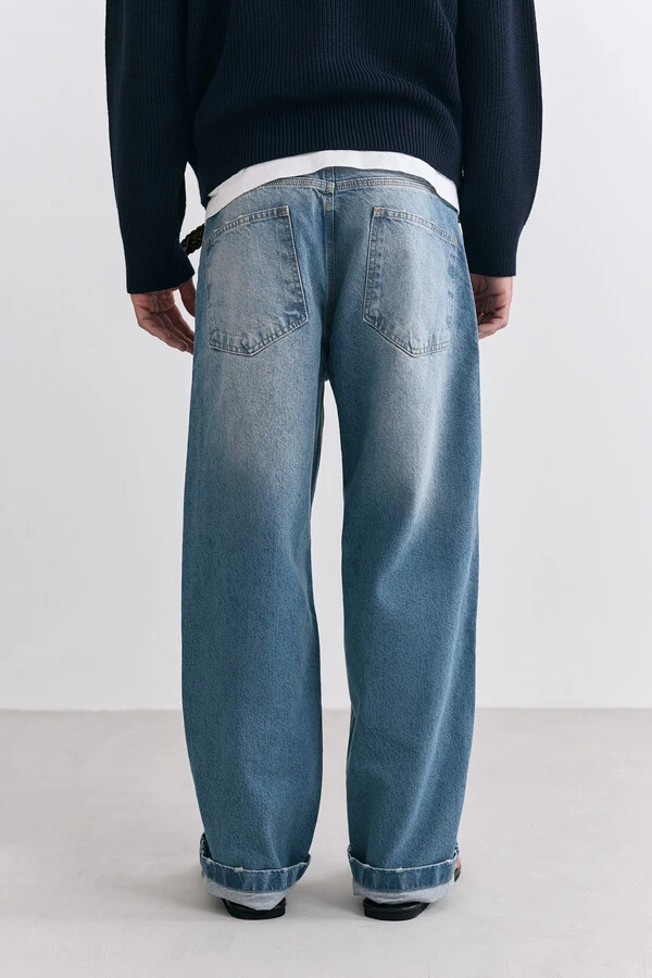 Calça Jeans Wide Fades Blue