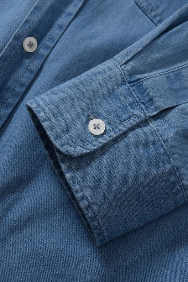 Camisa Manga Longa Oxford Denim